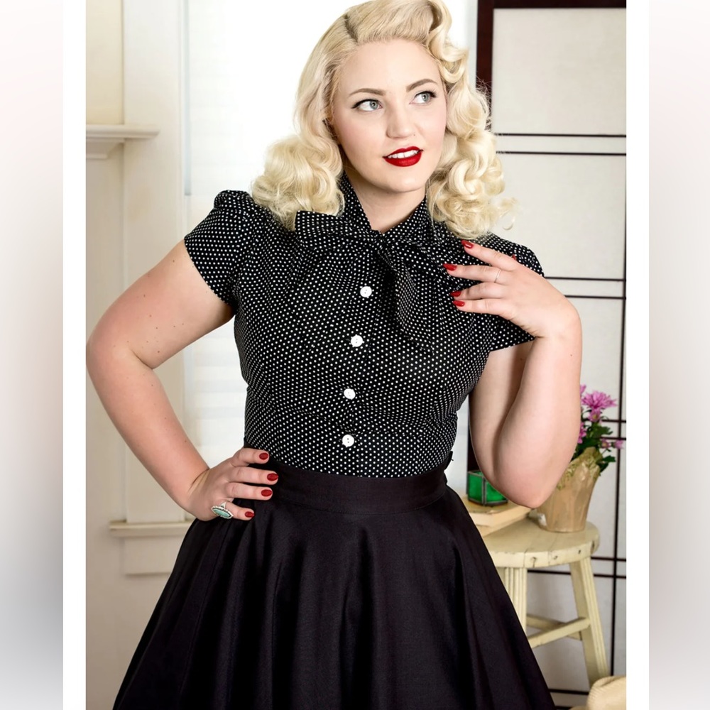Estelle Blouse - Black Polka Dot from Heart of Haute